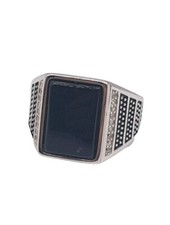 Damenring Herrenring 925 Silber Ring mit schwarzem Stein Silberring 