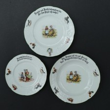 3x Kinderteller m. Sinnspruch um 1900 Suppenkaspar Suppenkasper V.Z