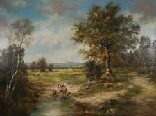 Alfons Maria SPEIER Ländliche Idylle mit Kühen am Weiher Ölbild Gemälde signiert