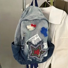 Neue Gradient Denim Rucksack Weibliche Kitty Hello Kitty Vielseitige Schultasche