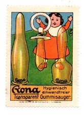 Werbemarke Vignette,Rona,Transparent Gummisauger,Künstler J.P. Werth,Nürnberg