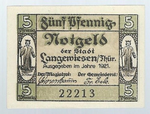 Notgeld langewiesen stadt - notgeld,