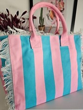 ♥ Blogger Italy Moda Handtasche Strandtasche Tasche Shopper rosa blau NEU ♥