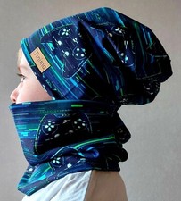 Mütze und Loop Set "Game" für Kinder und Erwachsene innen Fleece oder Jersey