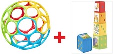 Bright Starts, Oball Classic Ball+Fisher Price Bunte Stapelwürfel Motorikspiele✅