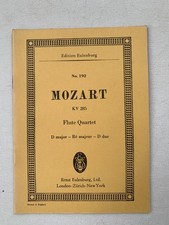 Noten . Mozart. KV 285.  Flute Quartet. D dur.   Taschenpartitur.