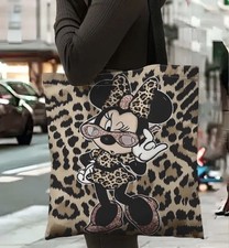MICKEY MOUSE LEOPARD LEO MINNIE SEGELTUCH LEINWAND TASCHE BAG HANDTASCHE SHOPPER