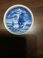 Wandteller,DDR mit Segelbooten, Kobalt