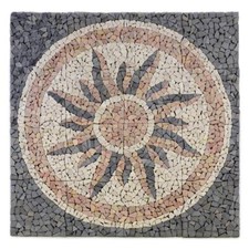 DIVERO Mosaikbild Einleger "Sonne" Rosone Mosaik Marmor grau-rose-creme 1,45m²