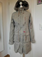 TOP Khujo Jacke  Mantel 34 36 38  xs s m grau beige oliv Pelz abnehm. NP 219,00 