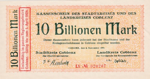 Coblenz stadt 10 billionen - -,