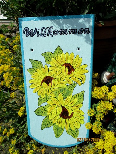 Schild handbemalt dachziegel - schild,