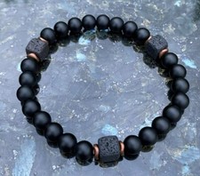 Onyx Lavstein Energie Armband Damen Herren Lavastein Yoga Perlenarmband