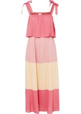 Kleid Gr. 42 Altrosa Hellapricot Beige Damen Maxikleid Viskosekleid Ärmellos Neu