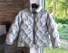 LOUIS VUITTON JACKET 38 lv silver down logo puffer silver reversible bomber