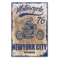 Postereck 2166 Poster Leinwand Motorcycle Vintage Plakat, NY USA Motorrad Bike