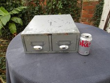 Vintage Kartei-Aktenschrank Pilot grau 2 Schubladen