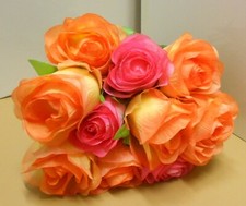 1 Bund=10 St. Seidenblumen ROSEN Orange/Rosa 63 cm unbenutzt