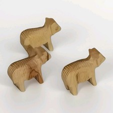 3 Mini Schaf Tiere Olivenholz