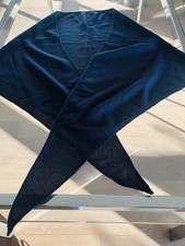 FRAAS, Dreieckstuch, Damen, Dunkelblau, Wollmischung, Gestrickt, Perlmuster