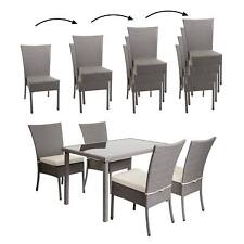 B-Ware Garnitur MCW-G19, Balkon-/Lounge-Set, 4xStuhl+Tisch, grau, Kissen creme