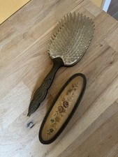 Bürste Kamm Vintage Reise Set Blumen Stickerei Haarbürste alt