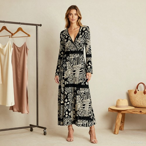 Midi wickelkleid schwarz weiß - midi,