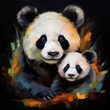 Poster Bild Kunstdruck Wandbild Leinwand Canvas 30x30 cm Panda Pandabär China 02
