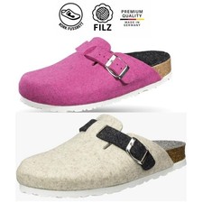Weeger Filz Clog Damen Herren Hausschuhe Pink Beige-Anthrazit mit Kork Gr. 35-47