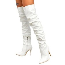 Sexy High Heel Heels Stiefel Overknee Reißverschluß Synthetik Stiletto DE 40