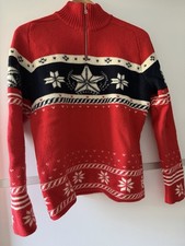 Vintage Bogner Pullover, sehr warm Norweger Muster Gr. 38 rot blau