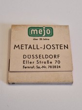 Streichholzheftchen, Metall - Josten GmbH, Mejo, Eller Straße 70, Düsseldorf