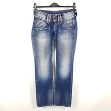 Pepe Jeans Midonna Damen W26 L34 Blau Straight Distressed Faded Hüftjeans