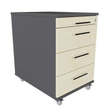 Rollcontainer 60cm tief mit 3 Schubladen und Materialauszug Bürocontainer