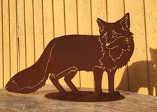 Fuchs 52x34cm auf Platte Edelrost Rost Metall Rostfigur Jagd Wolf