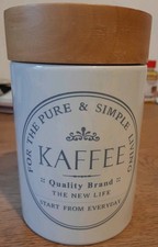 Kaffeetopf  aus Porzellan mit Holzdeckel, Vorratsdose, Landhausstil Kaffeedose 