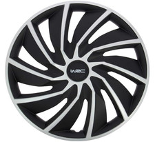 WRC 7598 Radkappen 15 Zoll, Turbo Bicolor Radzierblenden in Grau und Schwarz, St