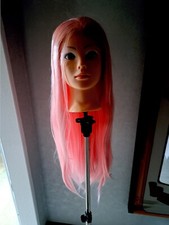 Halb Lacefront Wig Perrücke Pink Rosa Langhaar