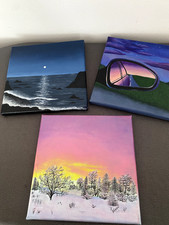 3 Handgemalte Acrylbilder