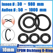 Groß Dichtung O-Ring 50-1000mm Schnurstärke 10mm EPDM 70 Dichtungsring Gummiring