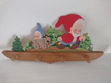 Holz Garderobe Zwerge Kinder Zimmerdekoration 70er Vintage Retro inkl. Schrauben