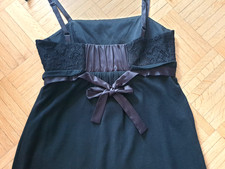 wie Neu NICOWA festlich KLEID 28% WOLLE m. SPITZE + SCHLEIFE Schwarz BALLON SAUM