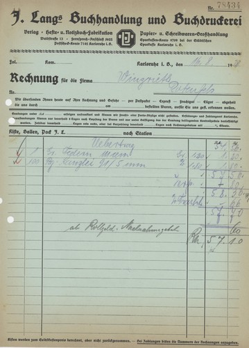Rechnung langs buchhandlung - langs,