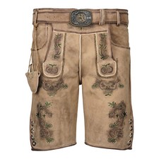 Trachtenlederhose Lederhose Herren kurz Braun Bockleder Wildleder | By Johanna