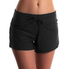 Z-30952-HP9-SW) DAMEN BADEHOSE BIKINI SLIP BOARDSHORTS HOTPANTS SCHWARZ GR. 40 L