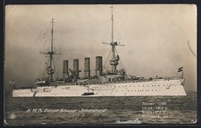 AK SMS Panzer-Kreuzer Scharnhorst liegt vor Anker, Ostasiengeschwader 1915 