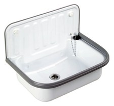 Ausgussbecken Stahl emailliert weiß für Keller Garten Waschküche A2 