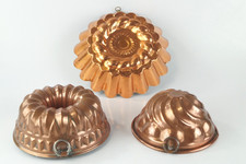 3× alte Kupfer Gugelhupf