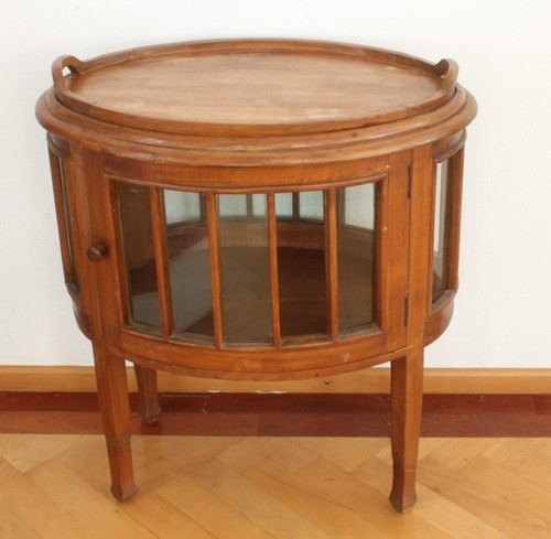 Teak holz vitrine schrank - vitrine,