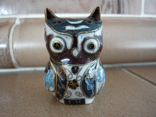 Cloisonne eule figur messing - figur,